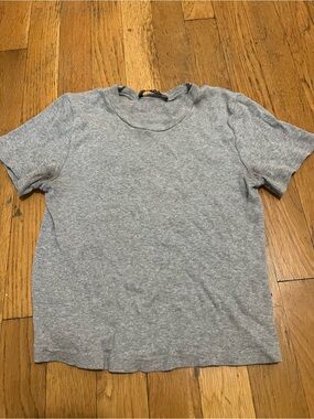 BRANDY MELVILLE Gray Short-Sleeve Rib Knit Baby T Shirt